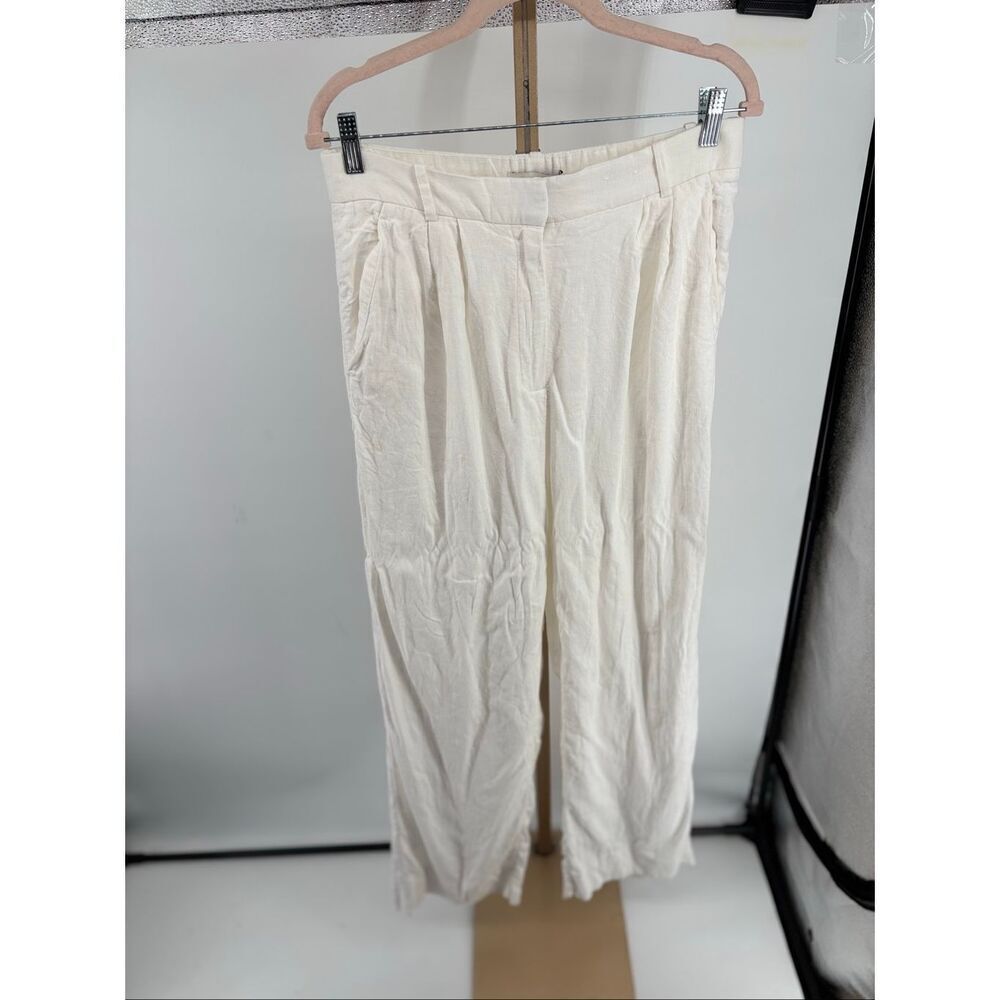 Abercrombie & Fitch White Wide Leg Linen Blend Pants Size 10
